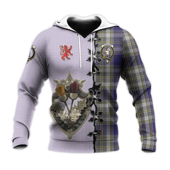 Livingston Dress Tartan Hoodie - Lion Rampant And Celtic Thistle Style