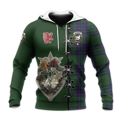 Lockhart Modern Tartan Hoodie - Lion Rampant And Celtic Thistle Style