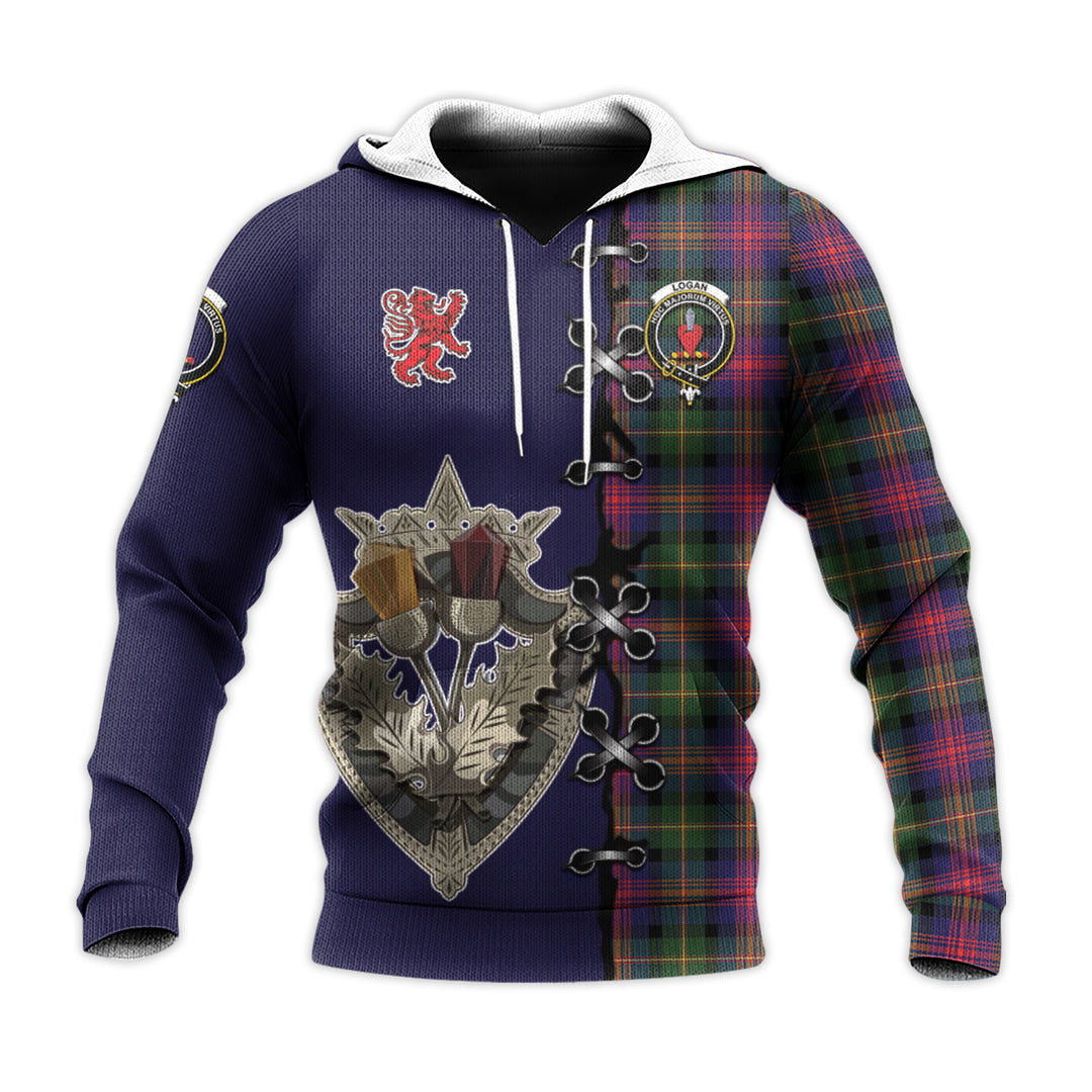 Logan Modern Tartan Hoodie - Lion Rampant And Celtic Thistle Style