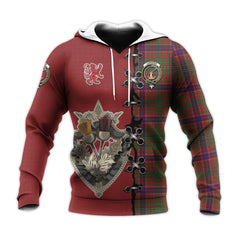 Lumsden Tartan Hoodie - Lion Rampant And Celtic Thistle Style