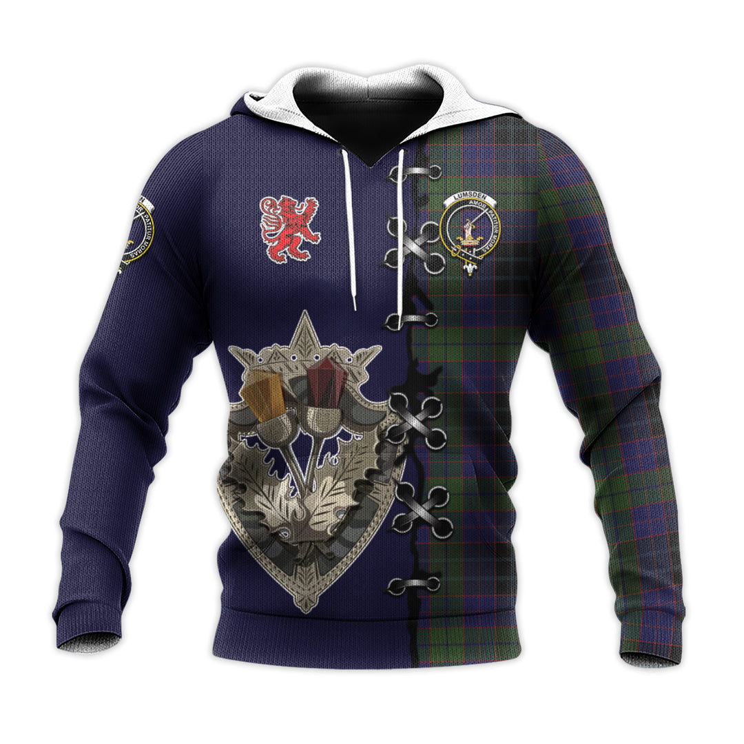 Lumsden Hunting Tartan Hoodie - Lion Rampant And Celtic Thistle Style