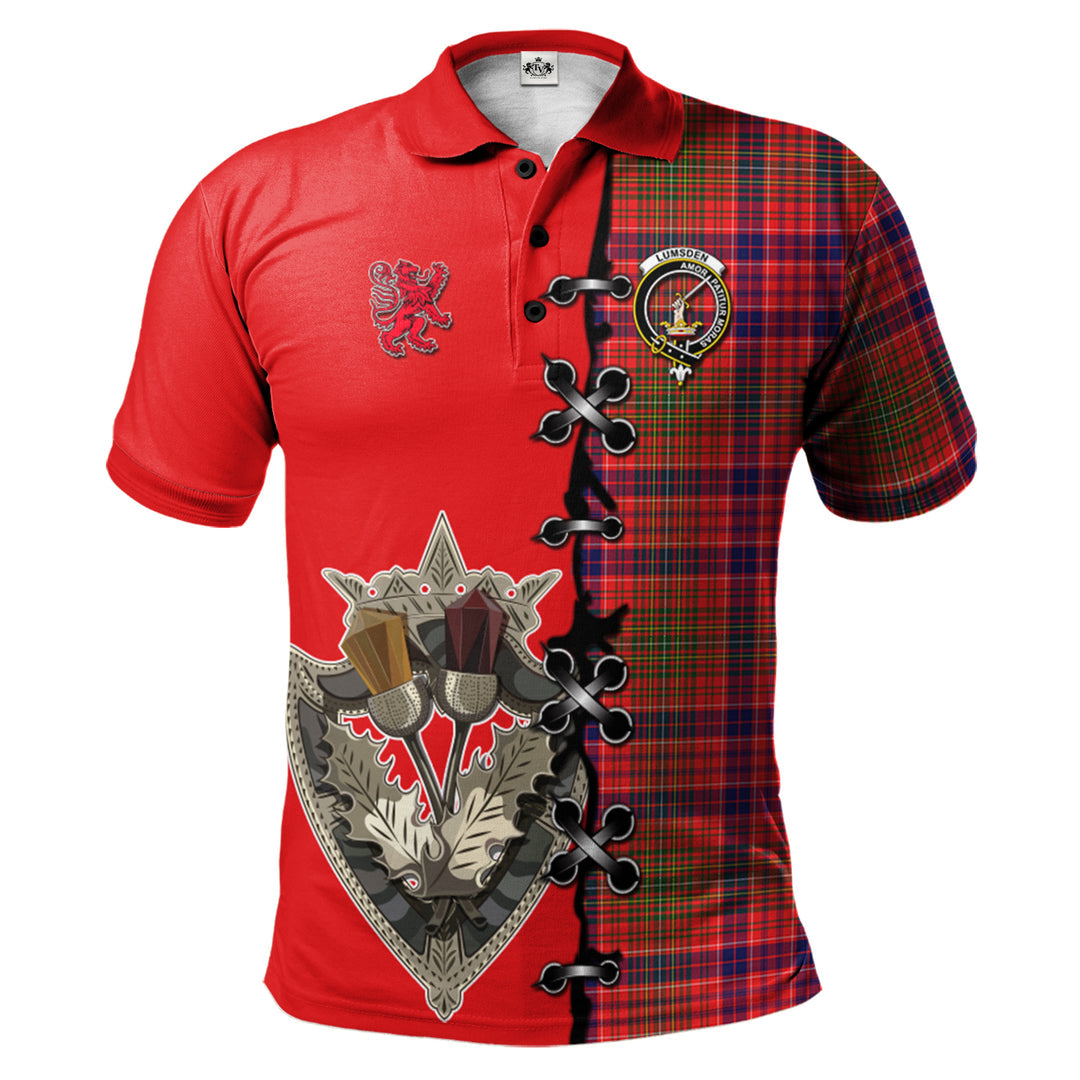 Lumsden Modern Tartan Polo Shirt - Lion Rampant And Celtic Thistle Style