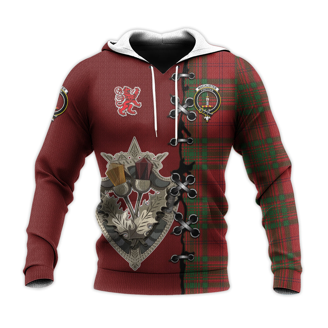 MacAlister of Glenbarr Tartan Hoodie - Lion Rampant And Celtic Thistle Style