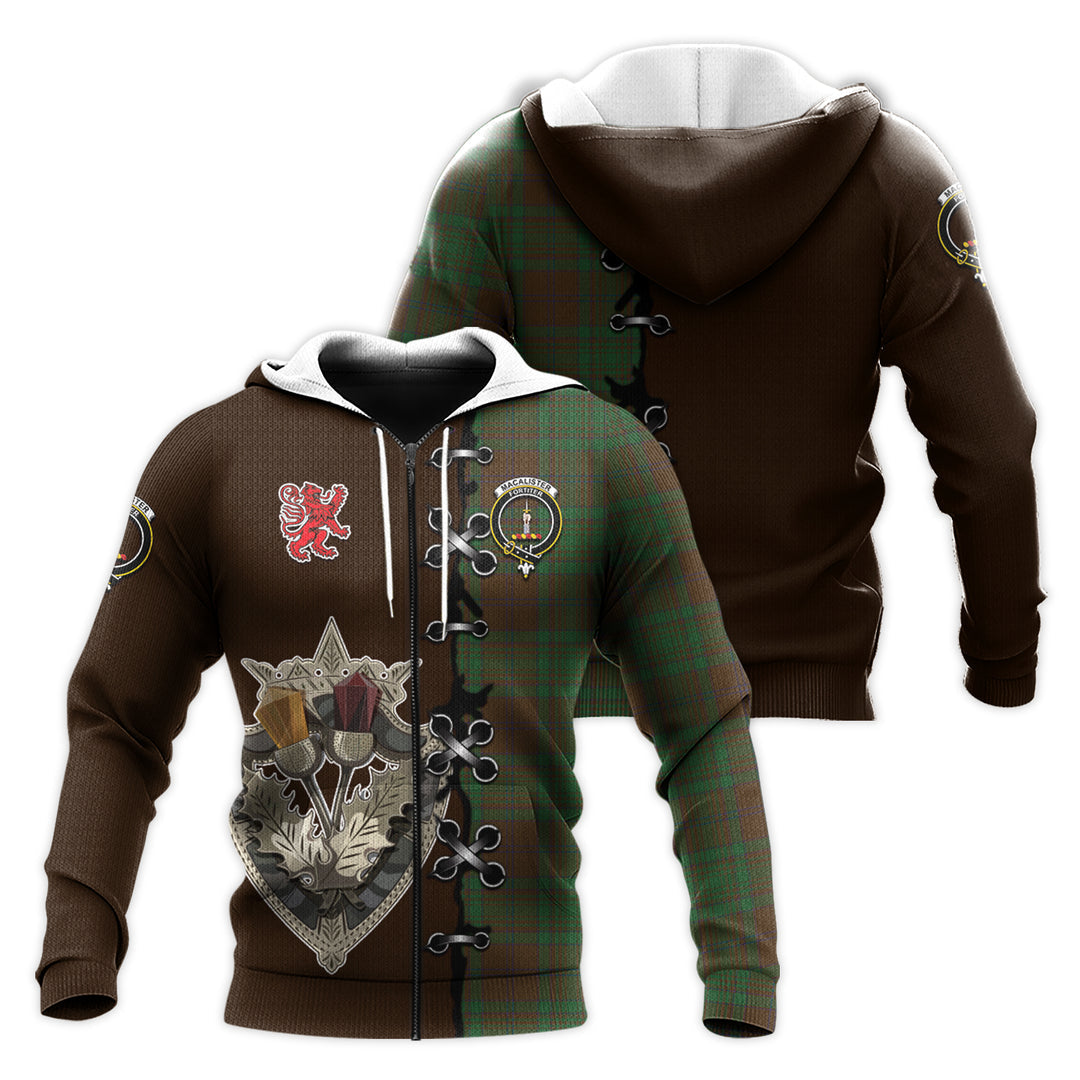 MacAlister of Glenbarr Hunting Tartan Hoodie - Lion Rampant And Celtic Thistle Style