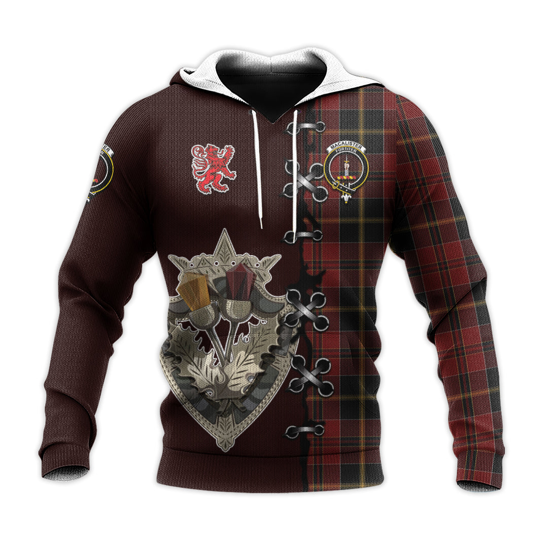 MacAlister of Skye Tartan Hoodie - Lion Rampant And Celtic Thistle Style