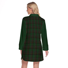 MacAlpin Tartan Women's Lapel Shirt Dress With Long Sleeve