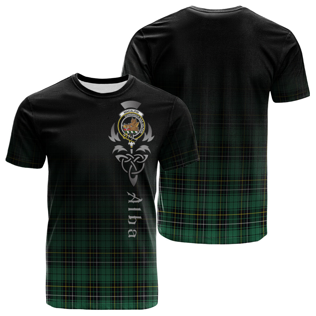 MacAlpin Ancient Tartan Crest T-shirt - Alba Celtic Style