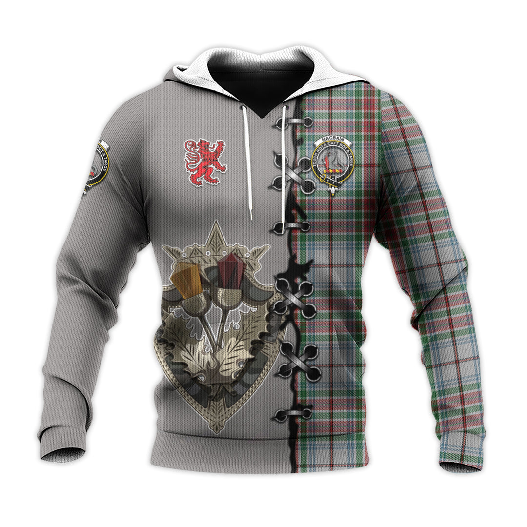 MacBain Dress Tartan Hoodie - Lion Rampant And Celtic Thistle Style