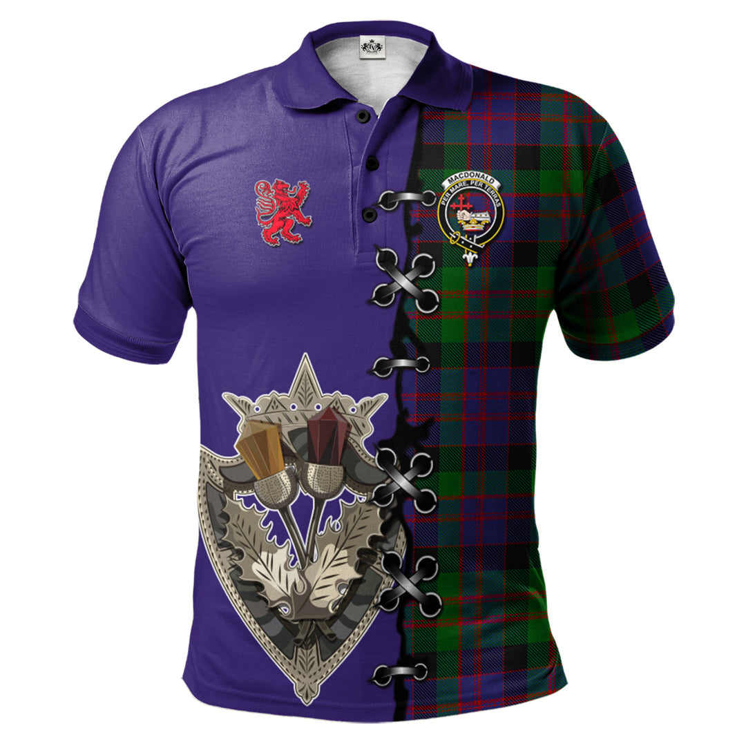 MacDonald Tartan Polo Shirt - Lion Rampant And Celtic Thistle Style