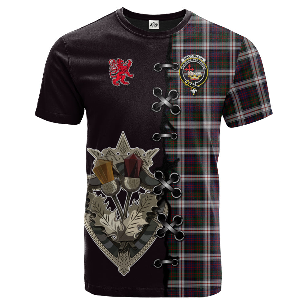 MacDonald Dress Tartan T-shirt - Lion Rampant And Celtic Thistle Style