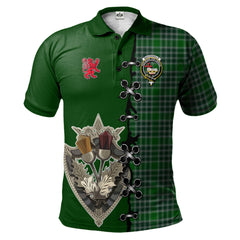 MacDonald Lord of the Isles Hunting Tartan Polo Shirt - Lion Rampant And Celtic Thistle Style