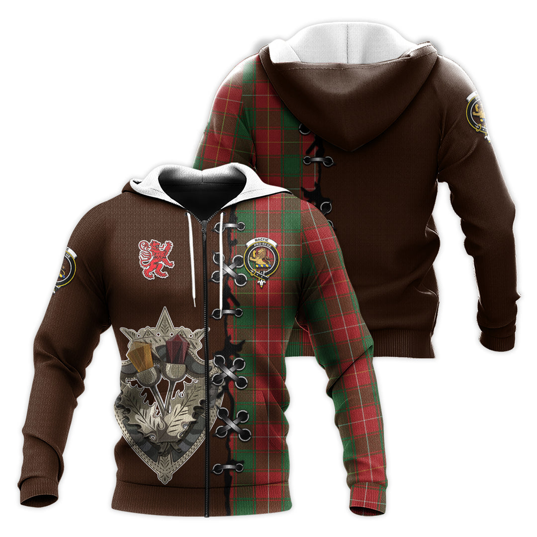 MacFie Tartan Hoodie - Lion Rampant And Celtic Thistle Style