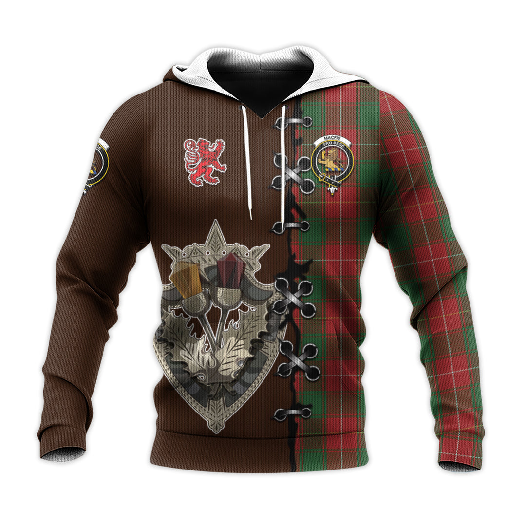 MacFie Tartan Hoodie - Lion Rampant And Celtic Thistle Style