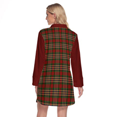 MacGill Tartan Women's Lapel Shirt Dress With Long Sleeve