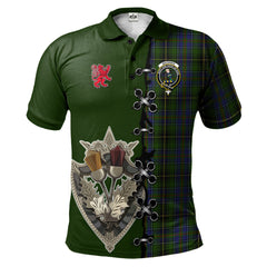 MacInnes Tartan Polo Shirt - Lion Rampant And Celtic Thistle Style