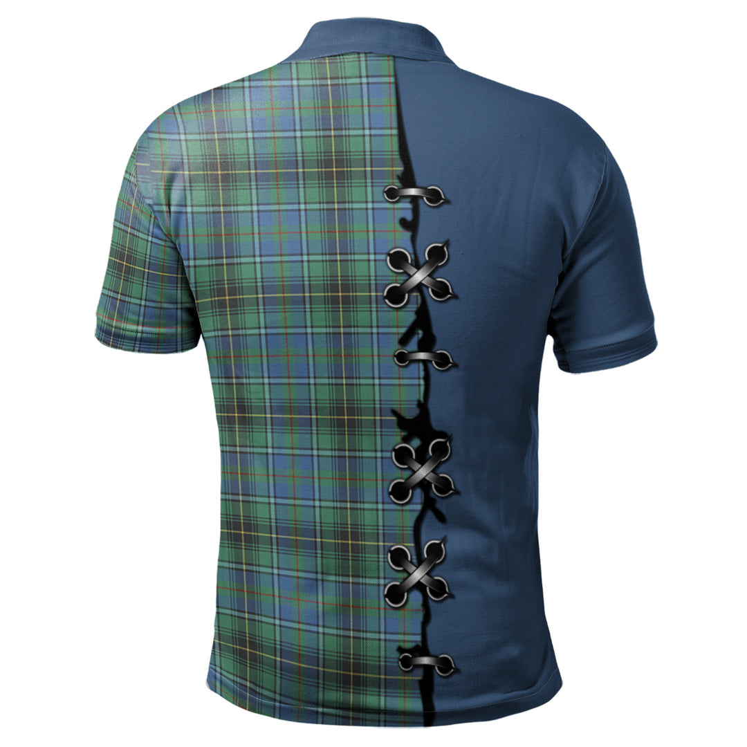 MacInnes Ancient Tartan Polo Shirt - Lion Rampant And Celtic Thistle Style