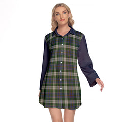 MacInnes Dress Tartan Women's Lapel Shirt Dress With Long Sleeve