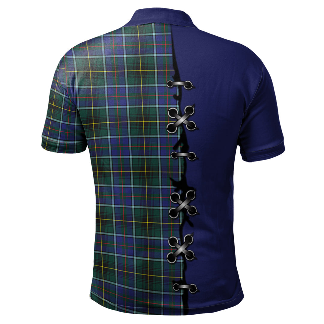 MacInnes Modern Tartan Polo Shirt - Lion Rampant And Celtic Thistle Style