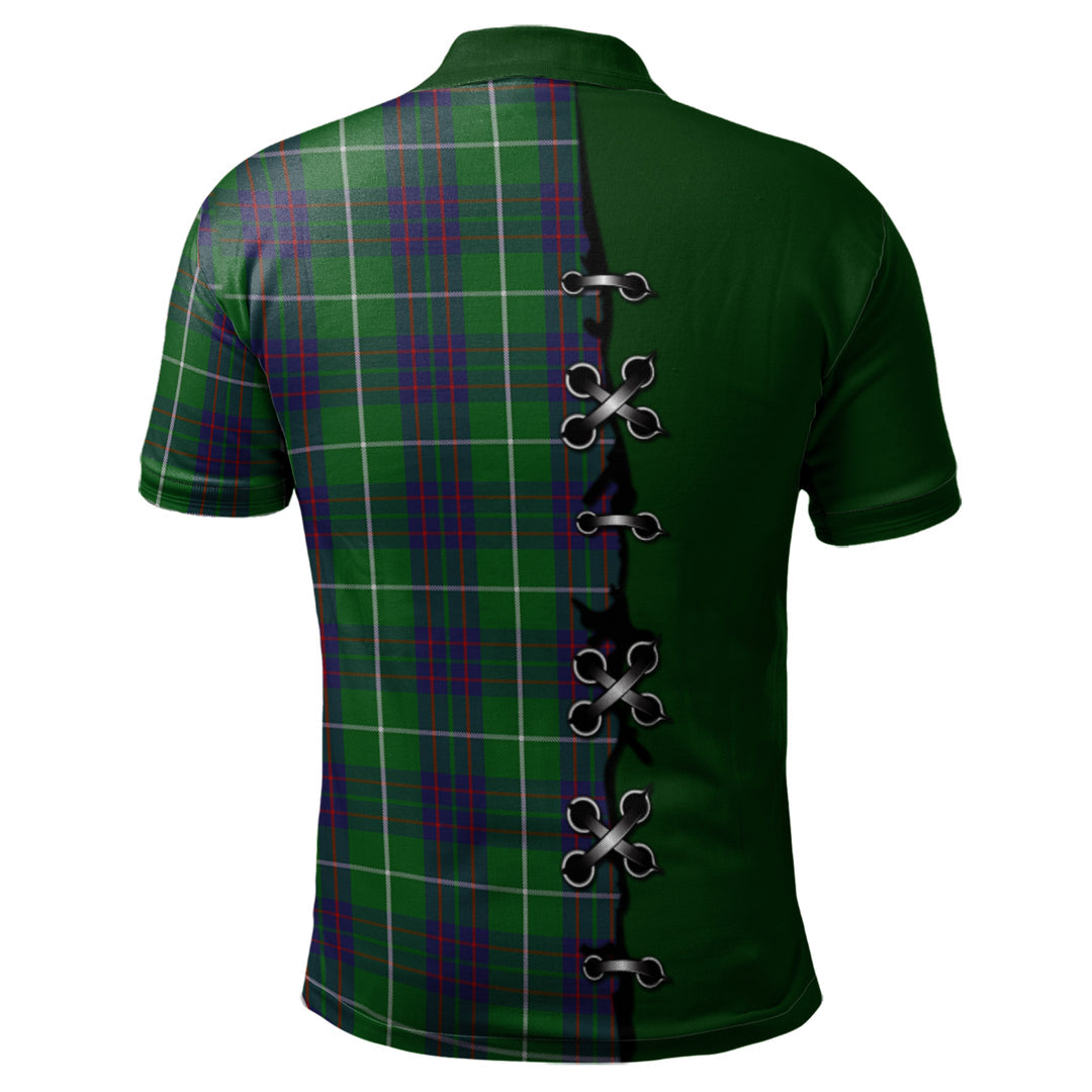 MacIntyre Hunting Tartan Polo Shirt - Lion Rampant And Celtic Thistle Style