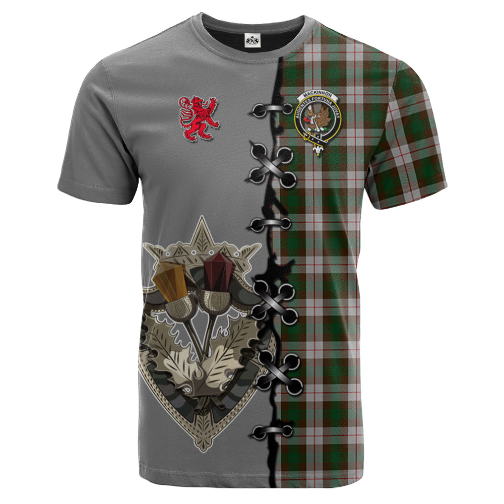 MacKinnon Dress Tartan T-shirt - Lion Rampant And Celtic Thistle Style