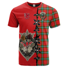 MacLaine of Loch Buie Tartan T-shirt - Lion Rampant And Celtic Thistle Style