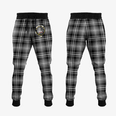 MacLean Black And White Tartan Crest Jogger Sweatpants