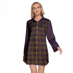 MacLellan Tartan Women's Lapel Shirt Dress With Long Sleeve