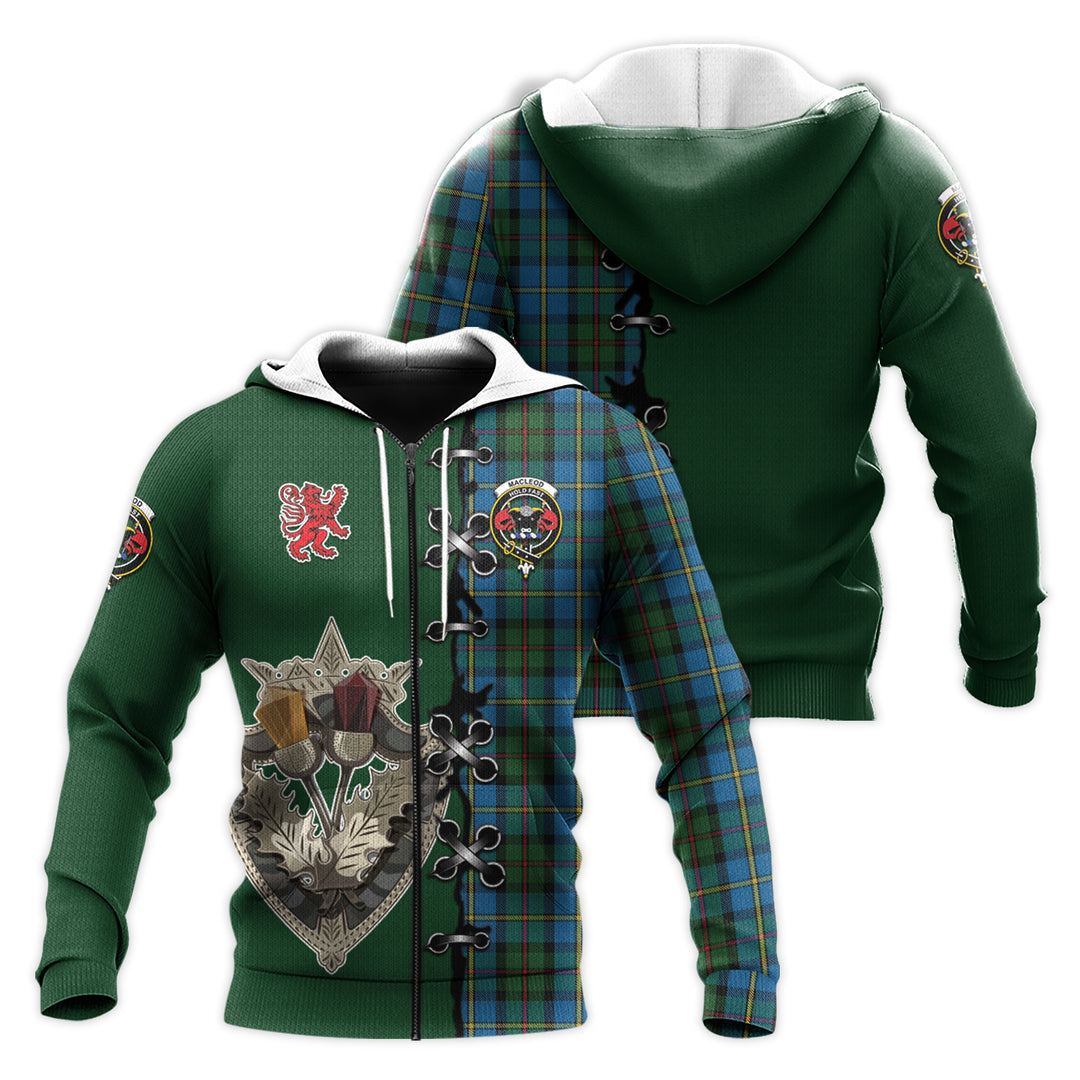 MacLeod Green Tartan Hoodie - Lion Rampant And Celtic Thistle Style