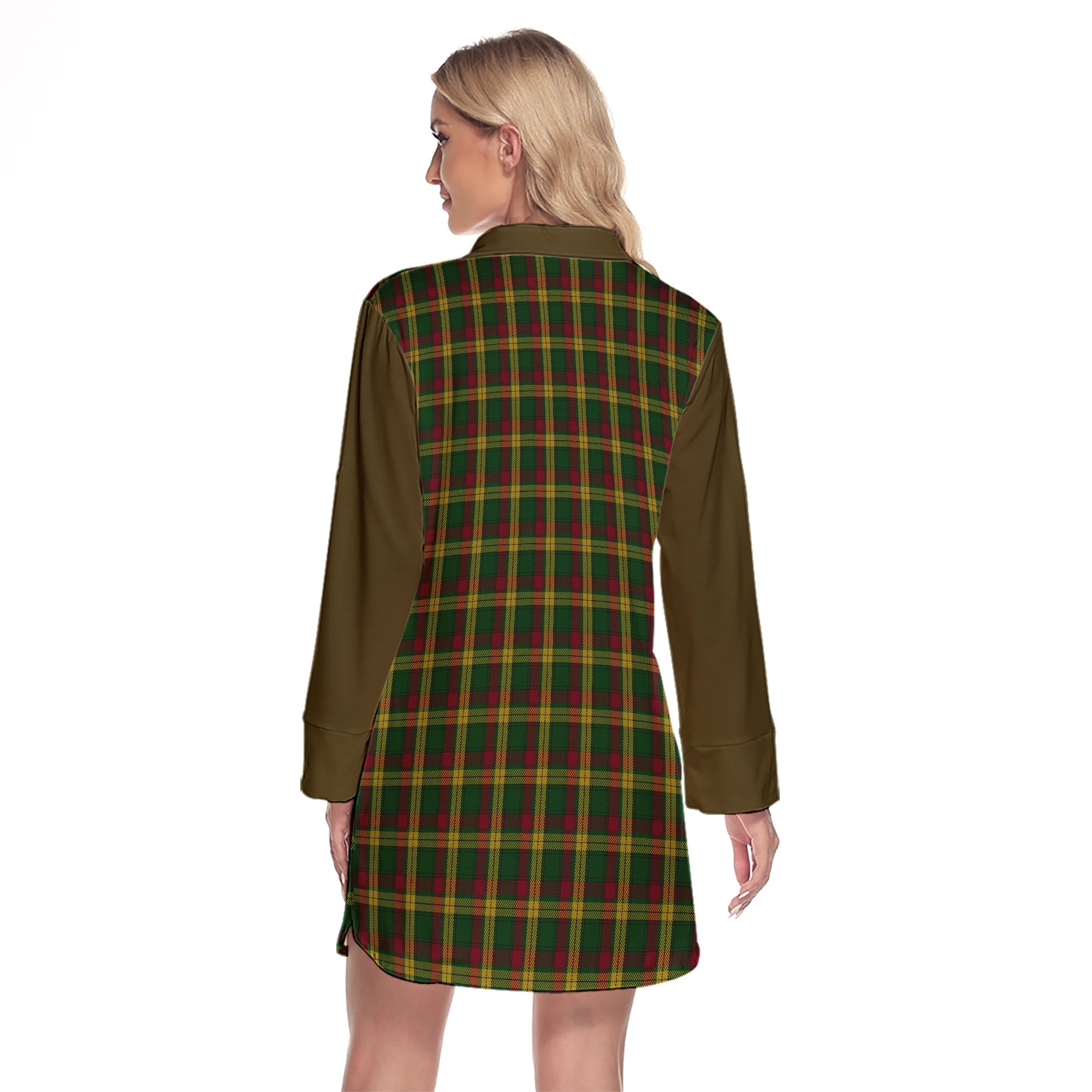 MacMillan Ancient Tartan Women's Lapel Shirt Dress With Long Sleeve