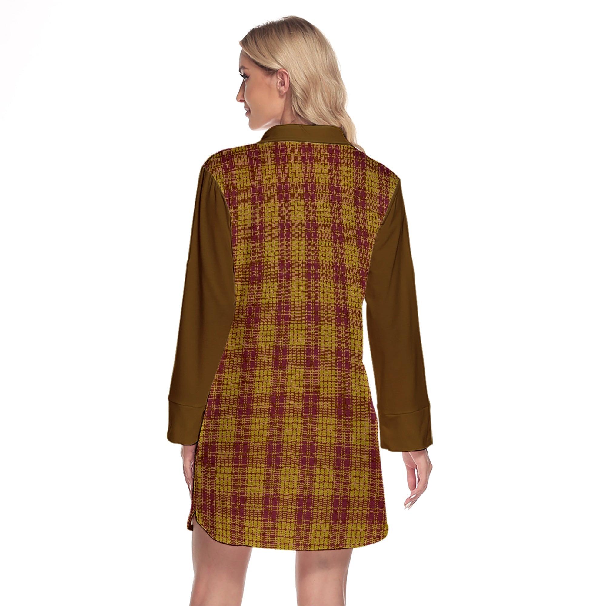 MacMillan Dress Tartan Women's Lapel Shirt Dress With Long Sleeve