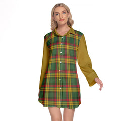 MacMillan Old Ancient Tartan Women's Lapel Shirt Dress With Long Sleeve