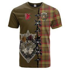 MacMillan Old Weathered Tartan T-shirt - Lion Rampant And Celtic Thistle Style