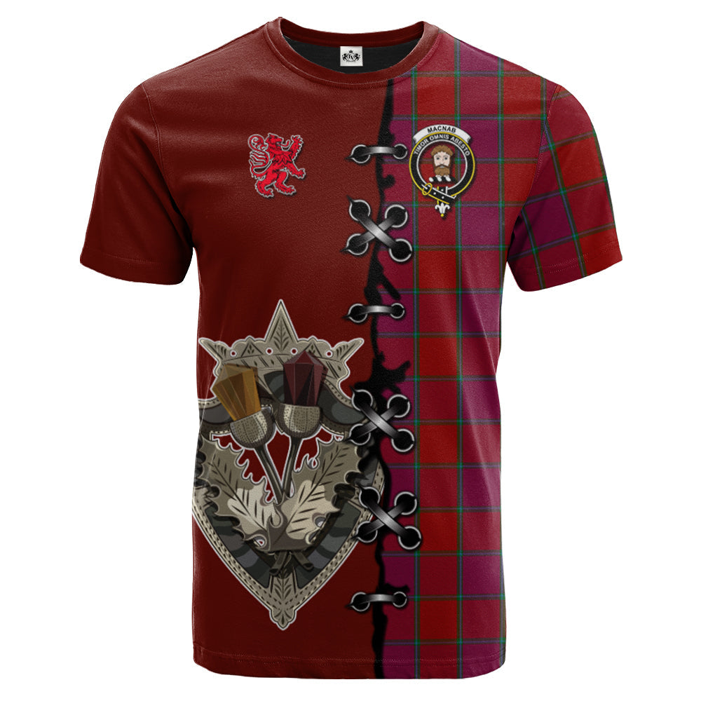 MacNab Old Tartan T-shirt - Lion Rampant And Celtic Thistle Style