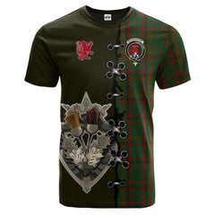 Macnaughton Hunting Tartan T-shirt - Lion Rampant And Celtic Thistle Style