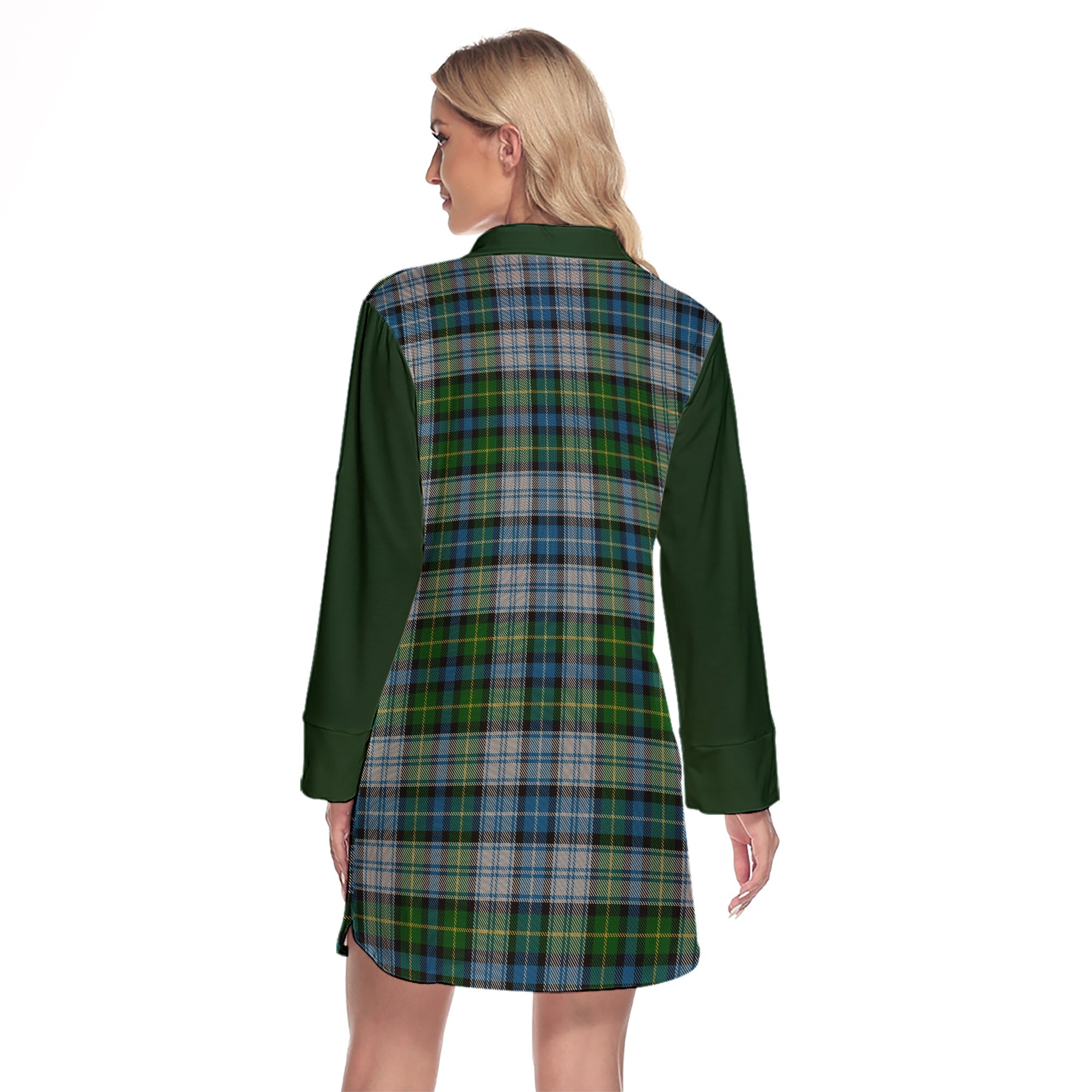 MacNeil Dress Tartan Women's Lapel Shirt Dress With Long Sleeve