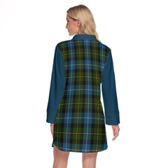 MacNeil Of Barra Tartan Women's Lapel Shirt Dress With Long Sleeve