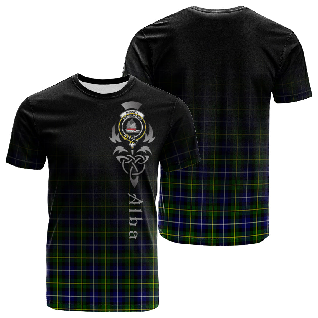 MacNeil Of Barra Modern Tartan Crest T-shirt - Alba Celtic Style