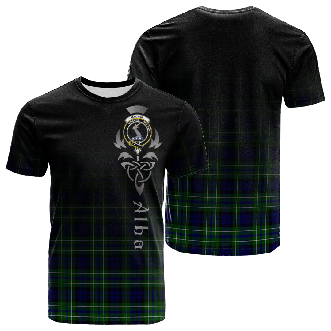 MacNeil Of Colonsay Modern Tartan Crest T-shirt - Alba Celtic Style