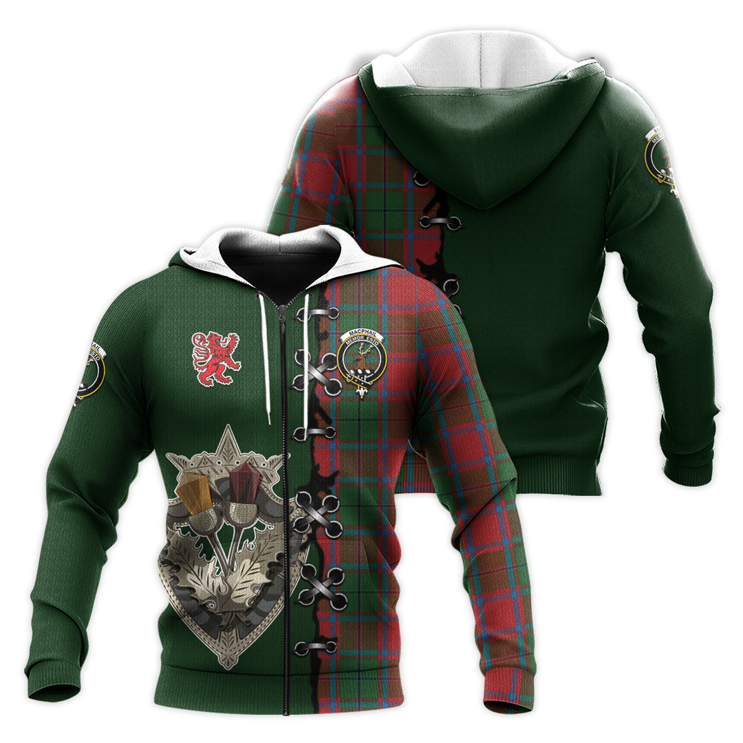 MacPhail Blue Bands Tartan Hoodie - Lion Rampant And Celtic Thistle Style