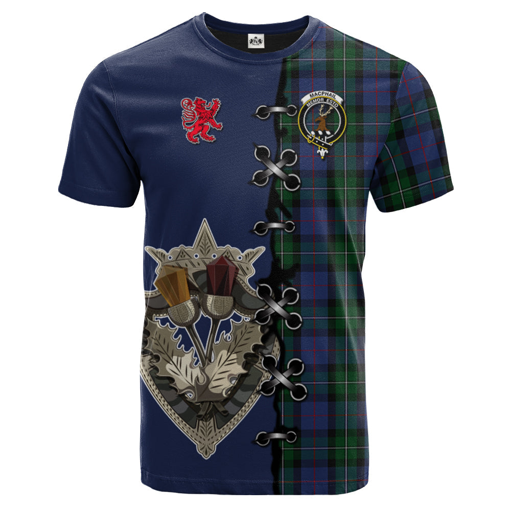 MacPhail Hunting Tartan T-shirt - Lion Rampant And Celtic Thistle Style