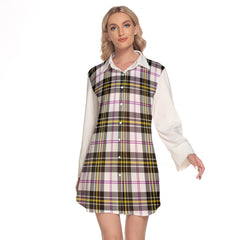 MacPherson Dress Modern Tartan Women's Lapel Shirt Dress With Long Sleeve