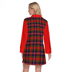 MacPherson Modern Tartan Women's Lapel Shirt Dress With Long Sleeve