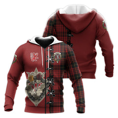 MacQueen Tartan Hoodie - Lion Rampant And Celtic Thistle Style