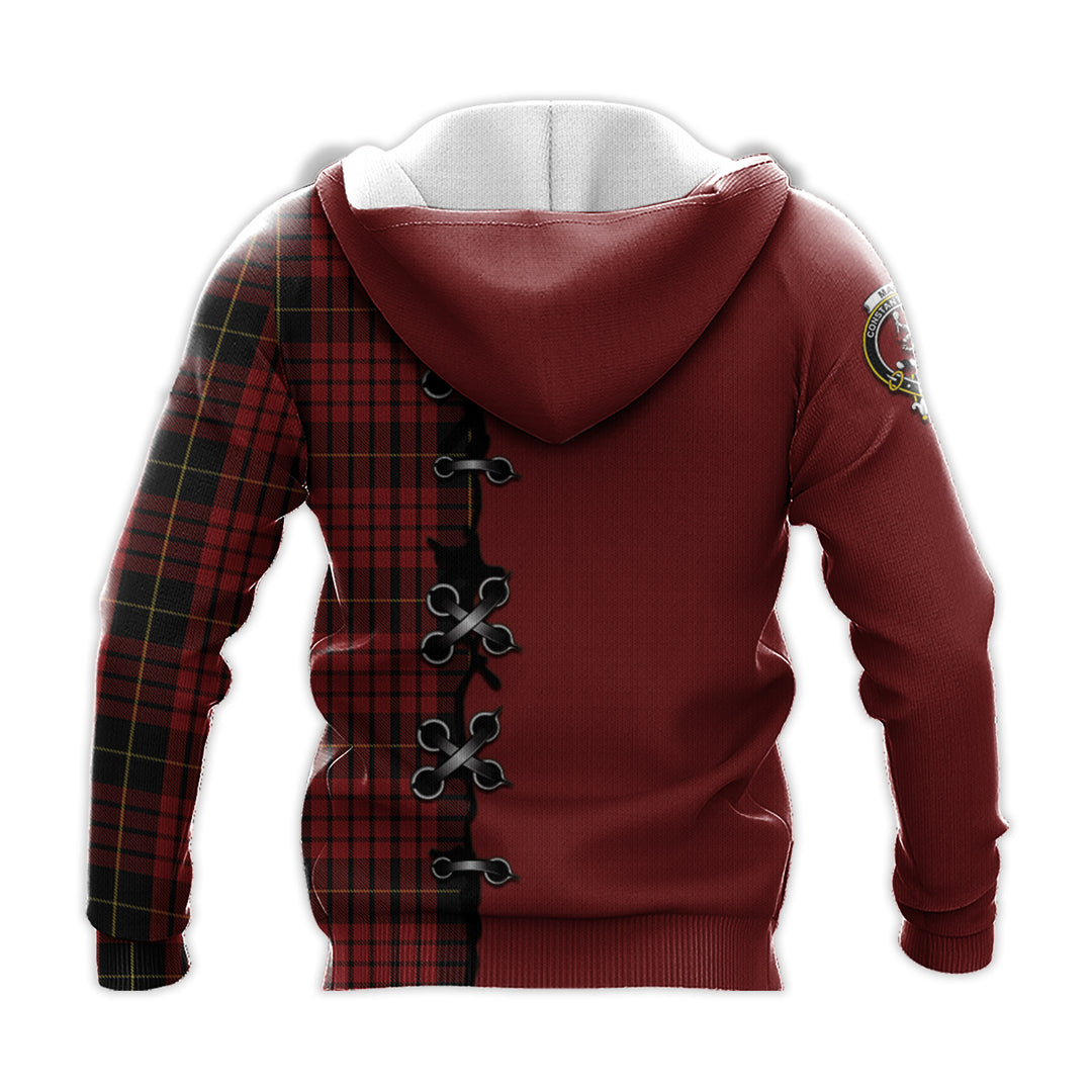 MacQueen Tartan Hoodie - Lion Rampant And Celtic Thistle Style