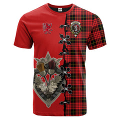 MacQueen Modern Tartan T-shirt - Lion Rampant And Celtic Thistle Style