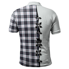 MacRae Dress Modern Tartan Polo Shirt - Lion Rampant And Celtic Thistle Style