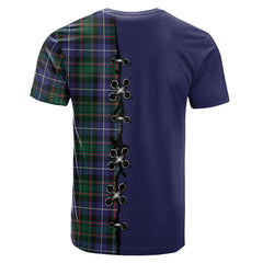 MacRae Hunting Modern Tartan T-shirt - Lion Rampant And Celtic Thistle Style