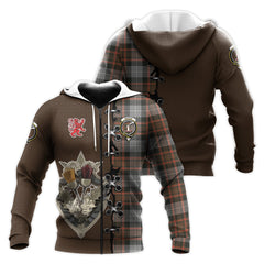 MacRae Hunting Weathered Tartan Hoodie - Lion Rampant And Celtic Thistle Style