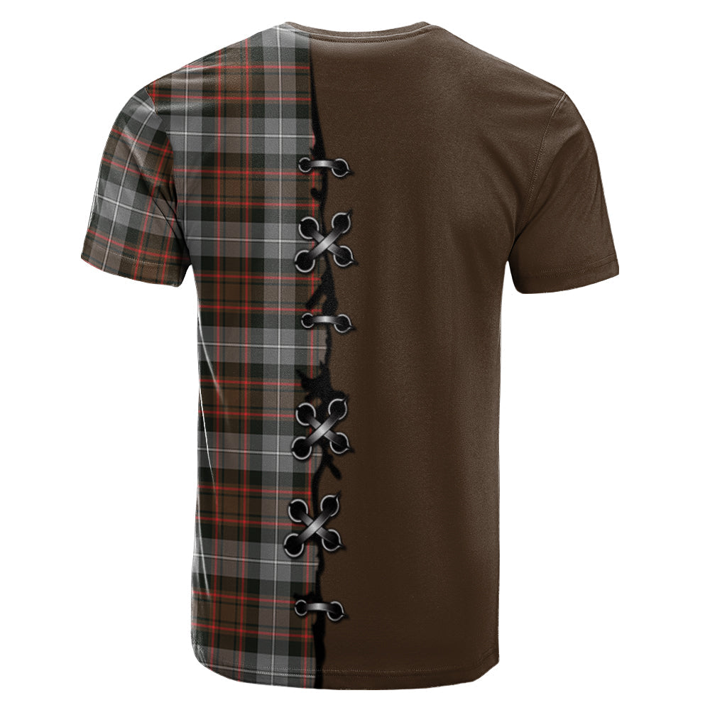 MacRae Hunting Weathered Tartan T-shirt - Lion Rampant And Celtic Thistle Style