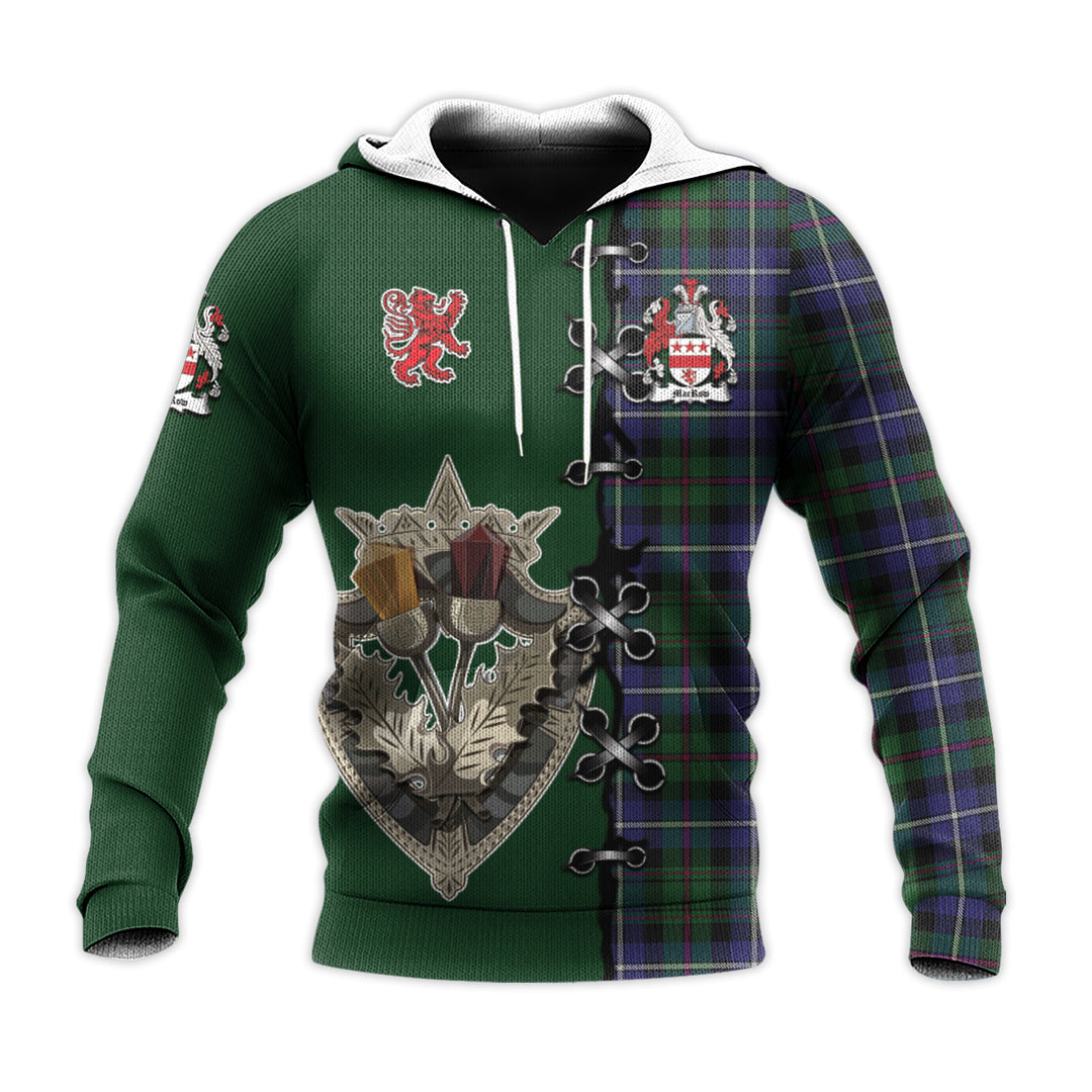 MacRow Hunting Tartan Hoodie - Lion Rampant And Celtic Thistle Style